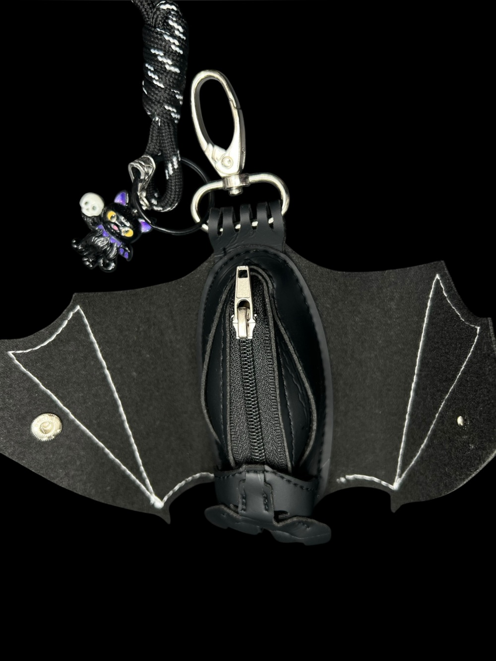 Bat Mini Zipper Pouch, Halloween Dark Key Chain Pendant, Portable Coin Pouch